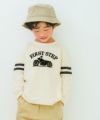 子供服 男の子 子ども服 こども服 キッズ ジュニア 綿100％ ロンT 長そで バイク ロゴ フロッキー プリント オフホワイト(11) モデル画像アップ