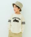 子供服 男の子 子ども服 こども服 キッズ ジュニア 綿100％ ロンT 長そで バイク ロゴ フロッキー プリント オフホワイト(11) モデル画像1