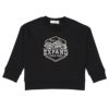 子供服 男の子 バイク ロゴ 乗り物刺繍 ドロップ袖 裏毛トレーナー ブラック(00) 正面