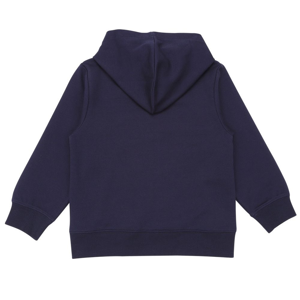 子供服 男の子 ツイルニット ロゴワッペン フード取り外し可能 ジップアップジャケット ネイビー(06) 背面