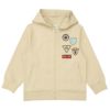 子供服 男の子 ツイルニット ロゴワッペン フード取り外し可能 ジップアップジャケット ベージュ(51) 正面