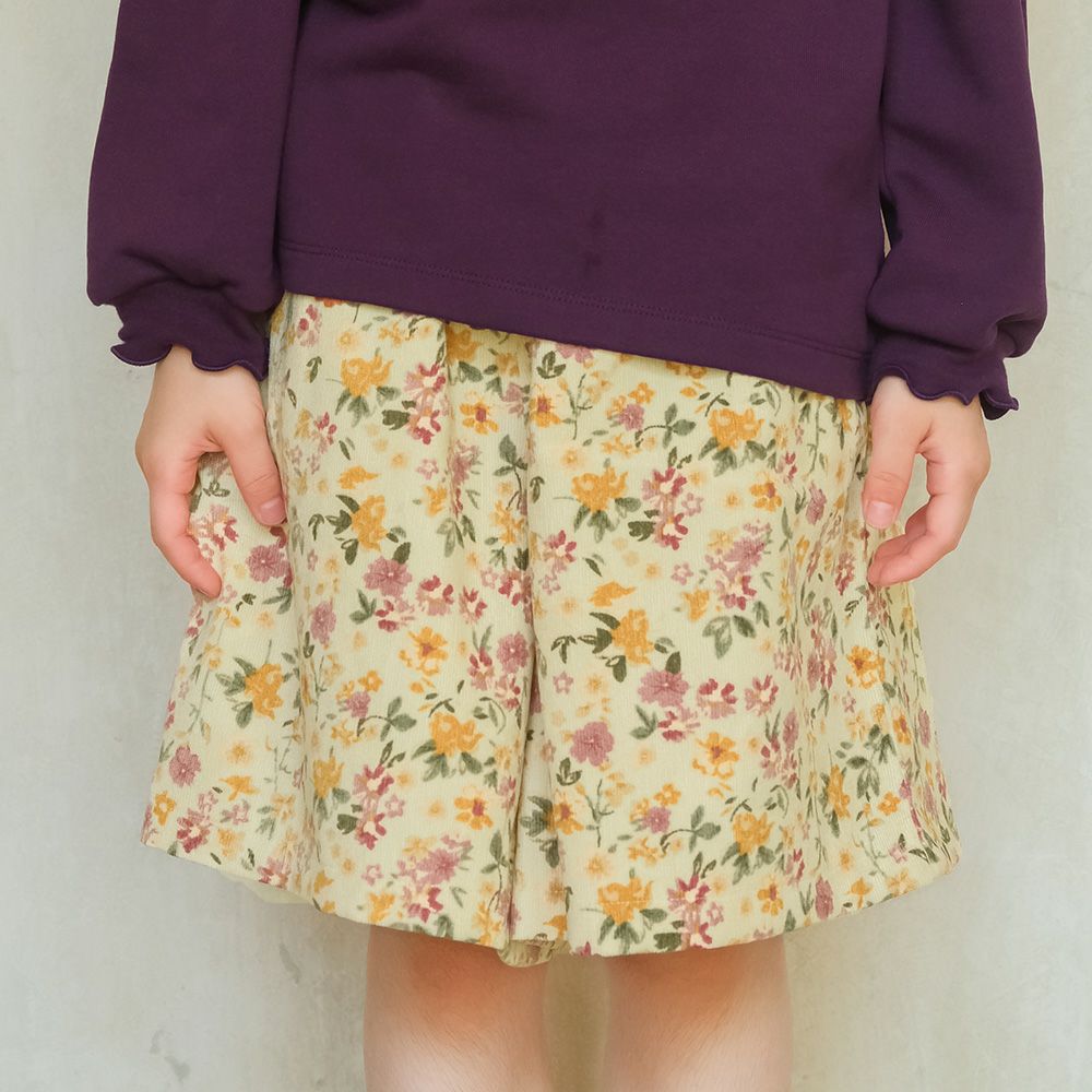 ベビー服 女の子 花柄 コーデュロイ 裏地付き キュロットパンツ