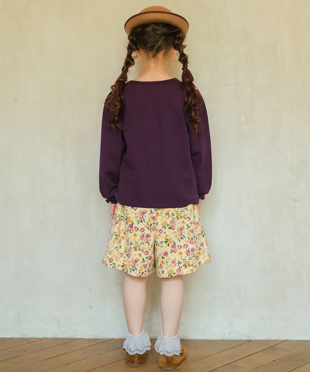 ベビー服 女の子 花柄 コーデュロイ 裏地付き キュロットパンツ アイボリー(12) モデル画像2