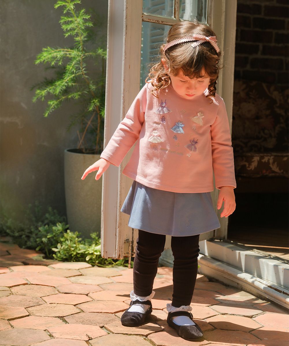 ベビー服 女の子 音符刺繍 10分丈スカッツ ブルー(61) モデル画像アップ