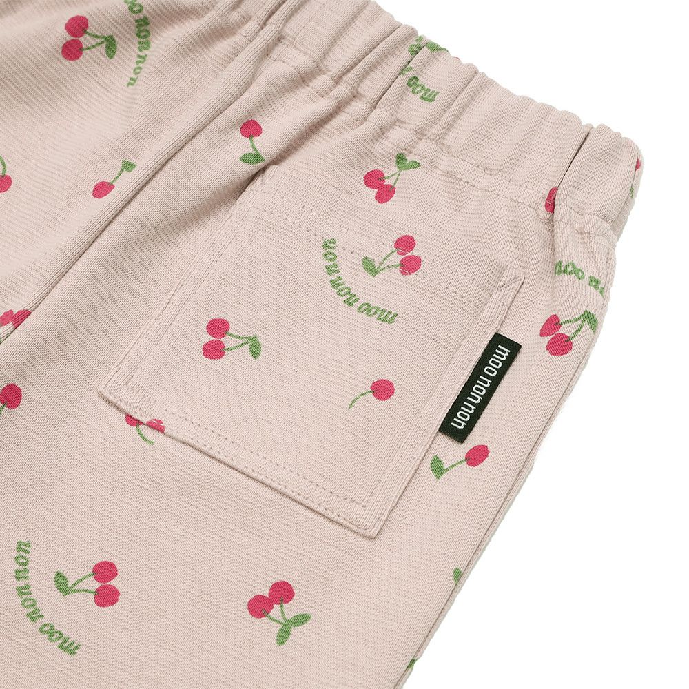 ベビー服 女の子 オリジナルチェリー柄　10分丈レギンスパンツ ピンク(02) デザインポイント1