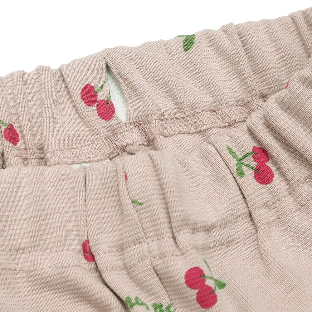 ベビー服 女の子 オリジナルチェリー柄　10分丈レギンスパンツ ピンク(02) デザインポイント2