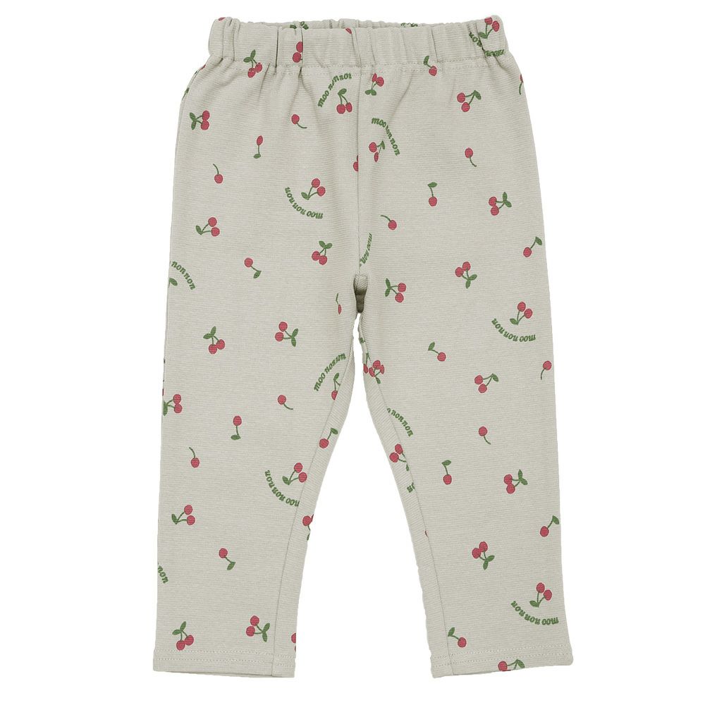 ベビー服 女の子 オリジナルチェリー柄　10分丈レギンスパンツ グレー(09) 正面