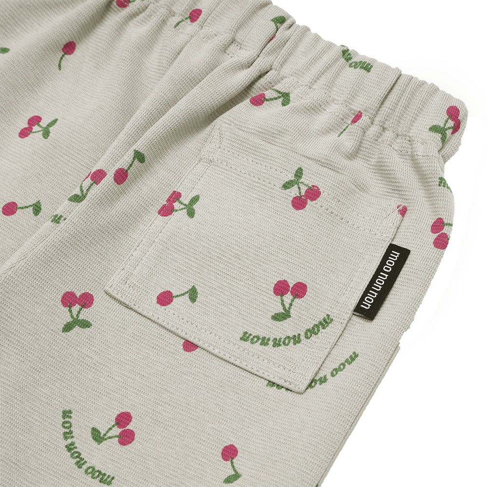 ベビー服 女の子 オリジナルチェリー柄　10分丈レギンスパンツ グレー(09) デザインポイント1