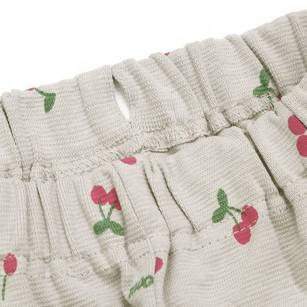 ベビー服 女の子 オリジナルチェリー柄　10分丈レギンスパンツ グレー(09) デザインポイント2