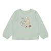 ベビー服 女の子 うさぎモチーフつきケーキ刺繍 裏毛トレーナー グリーン(08) 正面