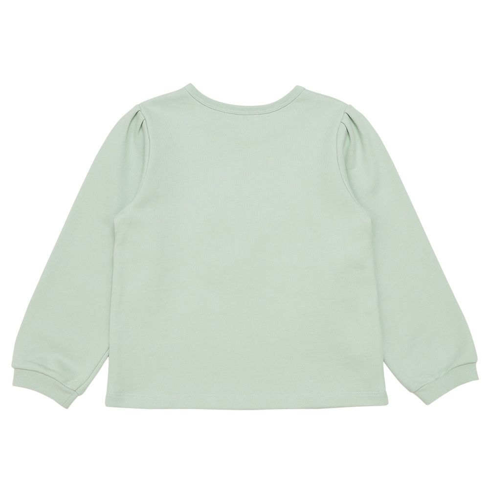 ベビー服 女の子 うさぎモチーフつきケーキ刺繍 裏毛トレーナー グリーン(08) 背面