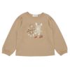 ベビー服 女の子 うさぎモチーフつきケーキ刺繍 裏毛トレーナー ベージュ(51) 正面