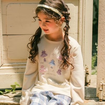 ベビー服 女の子 子ども服 キッズ ドレス ロゴ バレリーナ 刺繍 音符 リボン Aライン 裏毛