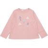 ベビー服 女の子 子ども服 キッズ ドレス ロゴ バレリーナ 刺繍 音符 リボン Aライン 裏毛 ピンク(02) 正面