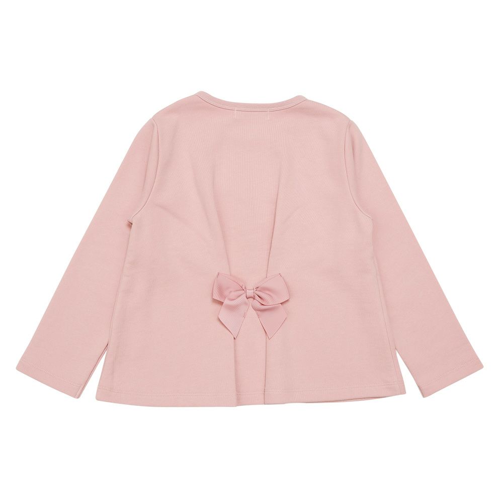 ベビー服 女の子 子ども服 キッズ ドレス ロゴ バレリーナ 刺繍 音符 リボン Aライン 裏毛 ピンク(02) 背面