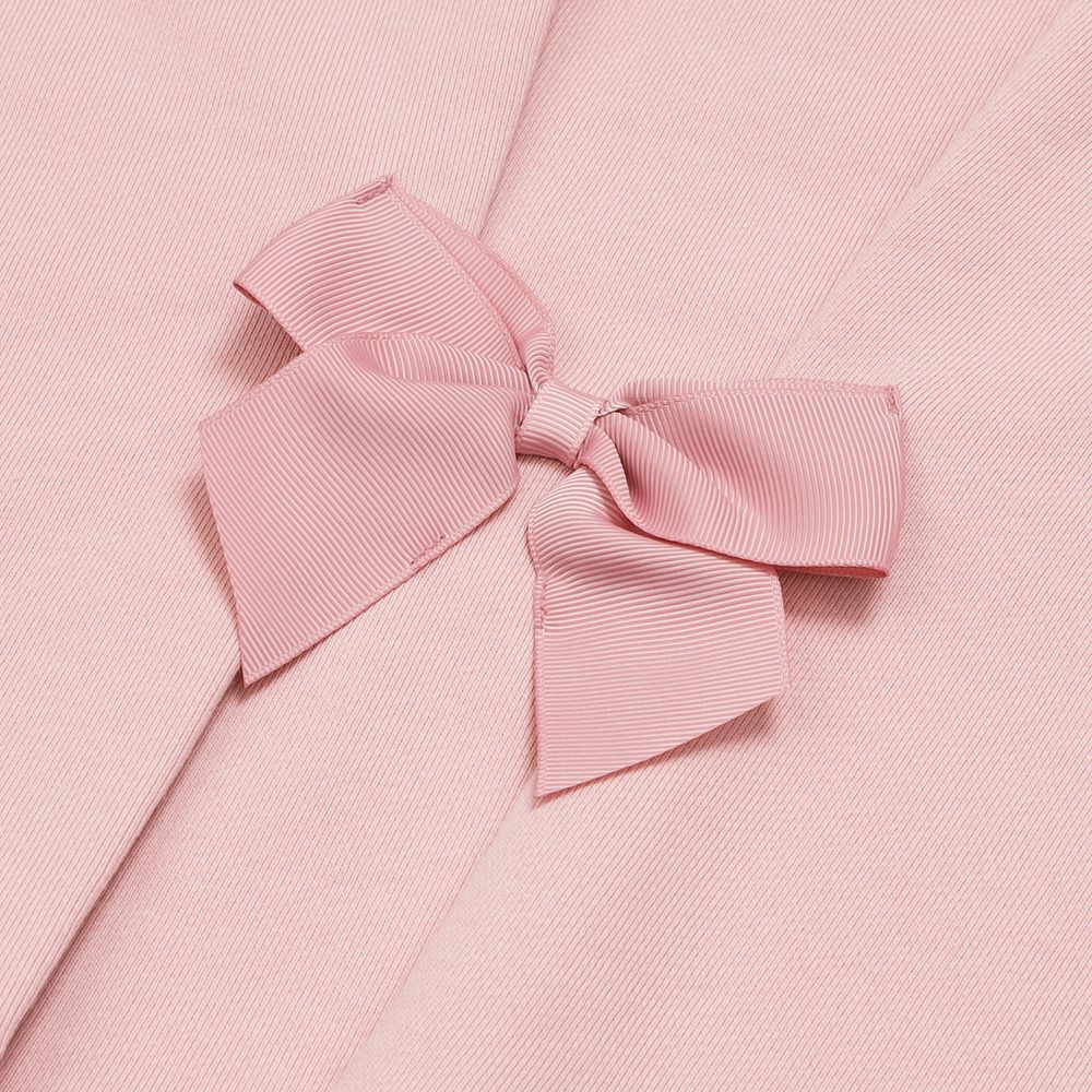 ベビー服 女の子 子ども服 キッズ ドレス ロゴ バレリーナ 刺繍 音符 リボン Aライン 裏毛 ピンク(02) デザインポイント2