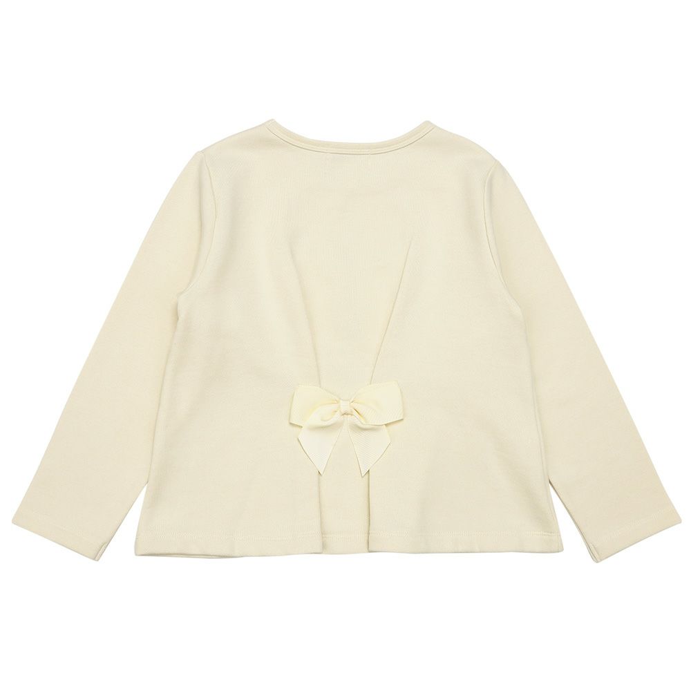 ベビー服 女の子 子ども服 キッズ ドレス ロゴ バレリーナ 刺繍 音符 リボン Aライン 裏毛 アイボリー(12) 背面