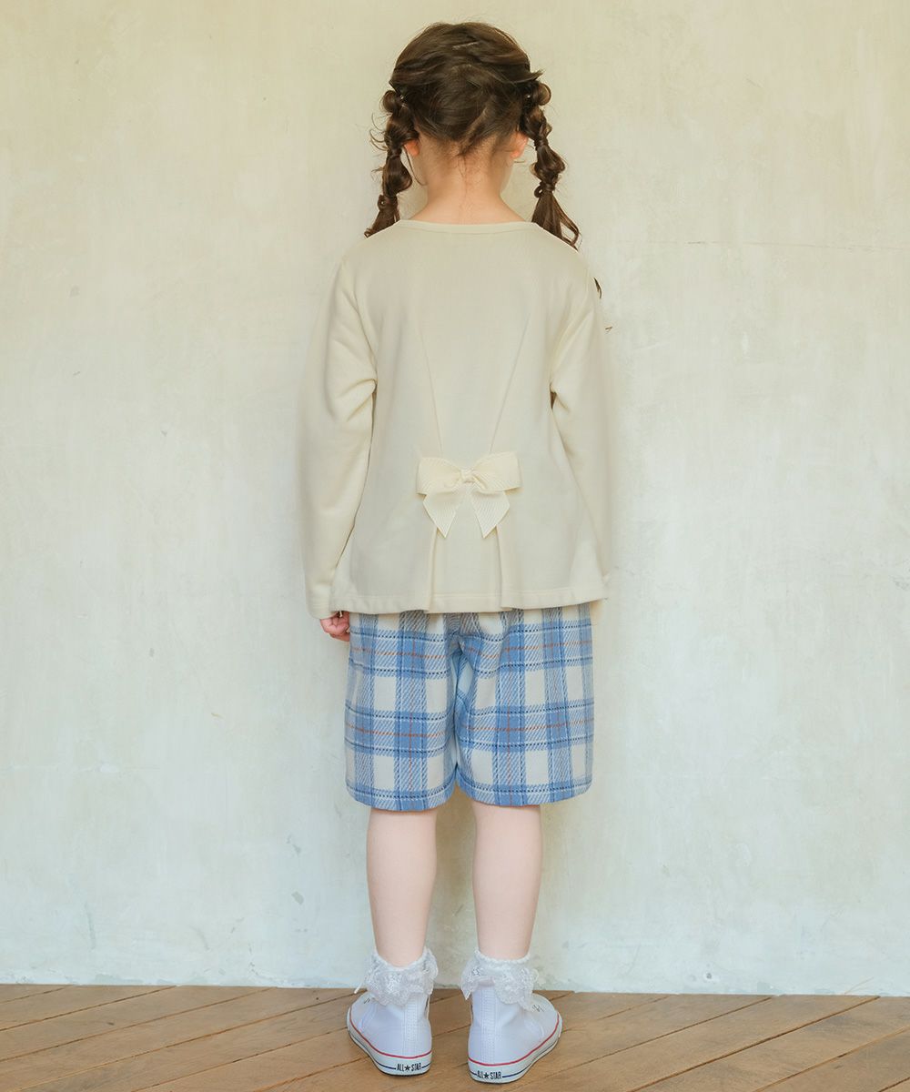 ベビー服 女の子 子ども服 キッズ ドレス ロゴ バレリーナ 刺繍 音符 リボン Aライン 裏毛 アイボリー(12) モデル画像2