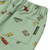 ベビー服 男の子 はたらく車 電車 乗り物プリント レギンスパンツ グリーン(08) デザインポイント1