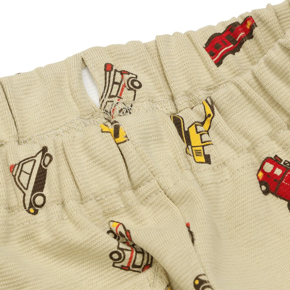 ベビー服 男の子 はたらく車 電車 乗り物プリント レギンスパンツ ベージュ(51) デザインポイント2