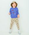 ベビー服 男の子 はたらく車 電車 乗り物プリント レギンスパンツ ベージュ(51) モデル画像全身