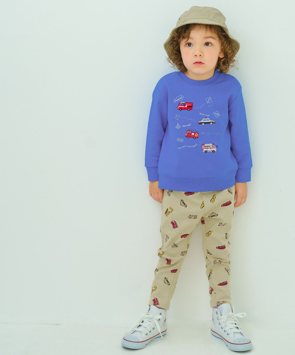 ベビー服 男の子 はたらく車 電車 乗り物プリント レギンスパンツ ベージュ(51) モデル画像1