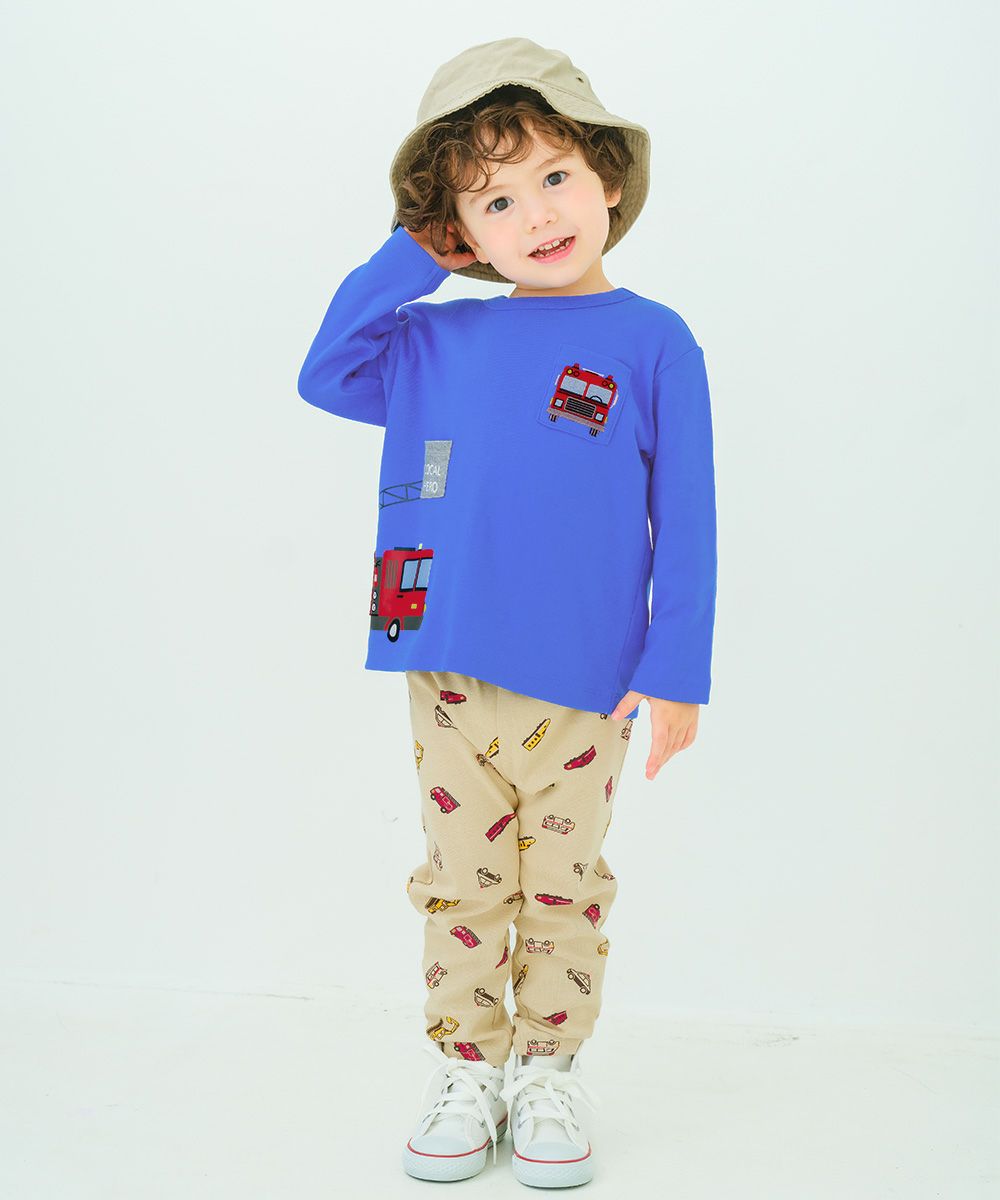 ベビー服 男の子 はたらく車 電車 乗り物プリント レギンスパンツ ベージュ(51) モデル画像3
