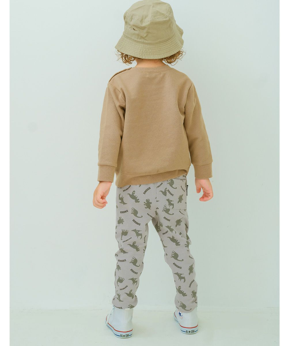 ベビー服 男の子 オリジナル恐竜プリント レギンスパンツ グレー(09) モデル画像全身