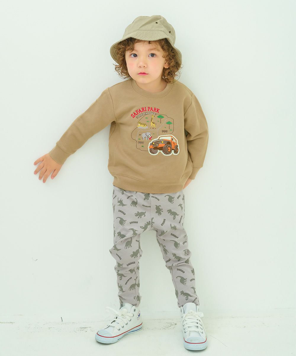 ベビー服 男の子 オリジナル恐竜プリント レギンスパンツ グレー(09) モデル画像1