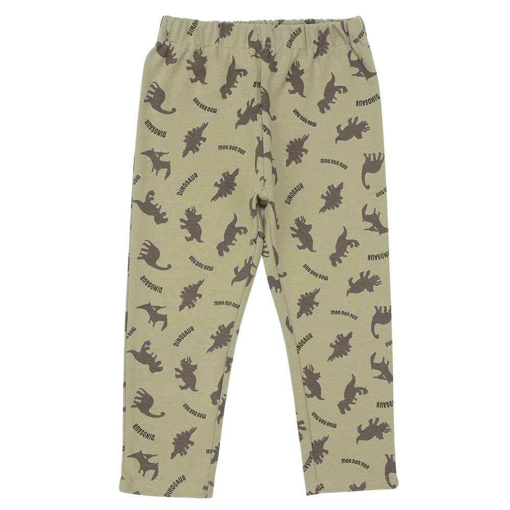 ベビー服 男の子 オリジナル恐竜プリント レギンスパンツ カーキ(82) 正面