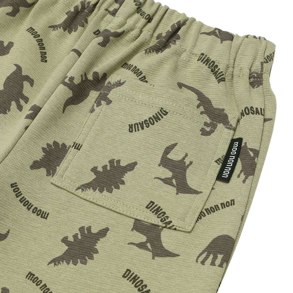 ベビー服 男の子 オリジナル恐竜プリント レギンスパンツ カーキ(82) デザインポイント1