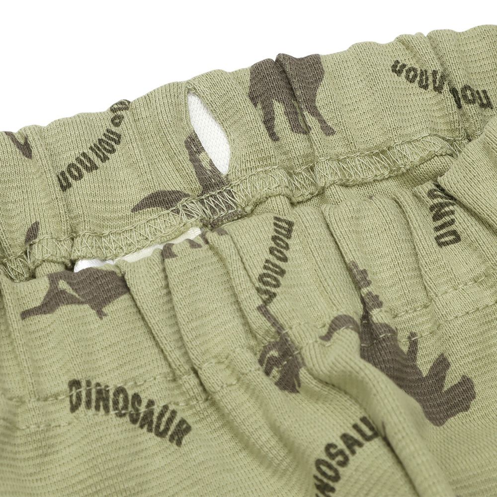ベビー服 男の子 オリジナル恐竜プリント レギンスパンツ カーキ(82) デザインポイント2