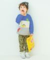 ベビー服 男の子 オリジナル恐竜プリント レギンスパンツ カーキ(82) モデル画像アップ