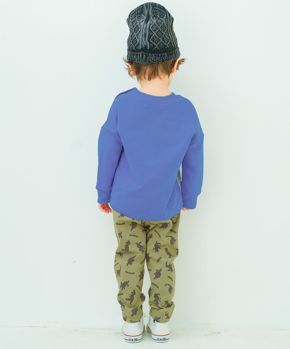 ベビー服 男の子 オリジナル恐竜プリント レギンスパンツ カーキ(82) モデル画像全身
