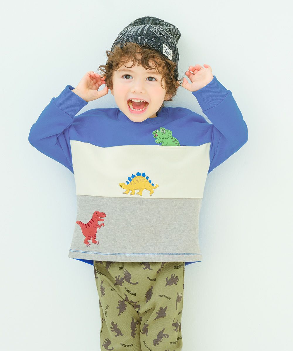 ベビー服 男の子 オリジナル恐竜プリント レギンスパンツ カーキ(82) モデル画像2