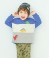 ベビー服 男の子 オリジナル恐竜プリント レギンスパンツ カーキ(82) モデル画像2