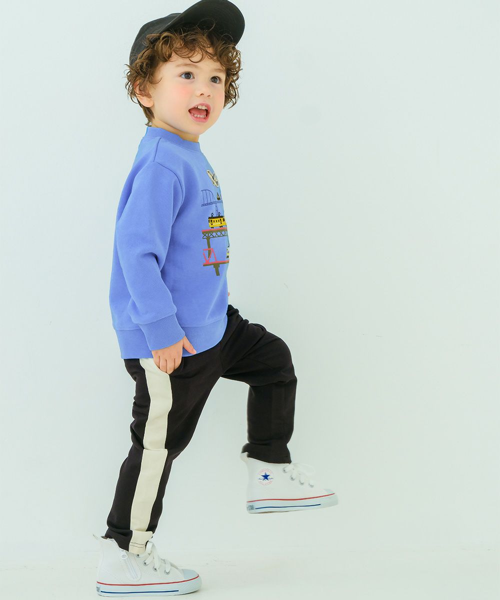 ベビー服 男の子 ミニ裏毛 ラインパンツ ブラック(00) モデル画像アップ