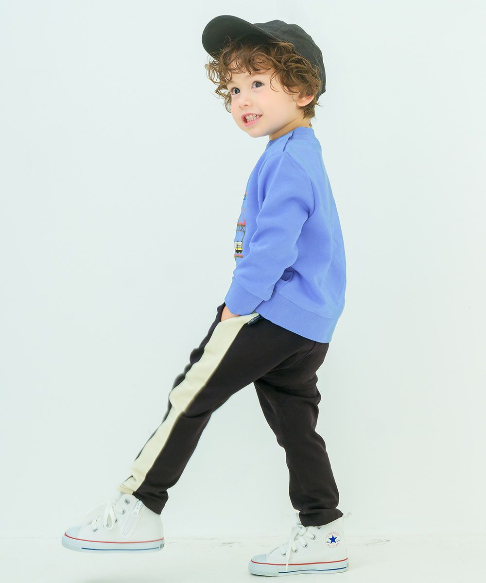 ベビー服 男の子 ミニ裏毛 ラインパンツ ブラック(00) モデル画像全身