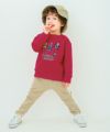 ベビー服 男の子 ミニ裏毛 ラインパンツ ベージュ(51) モデル画像全身