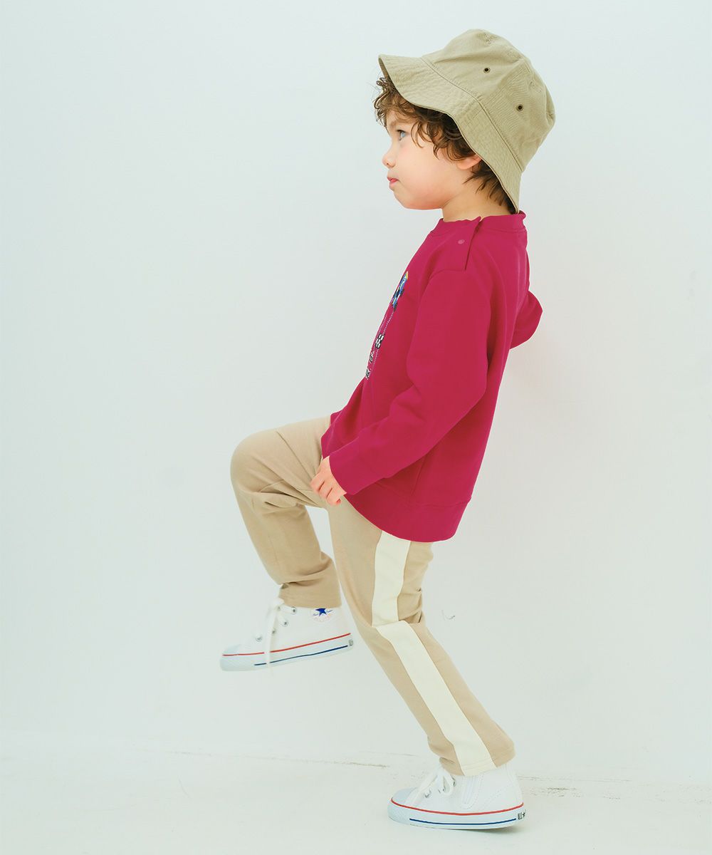 ベビー服 男の子 ミニ裏毛 ラインパンツ ベージュ(51) モデル画像1