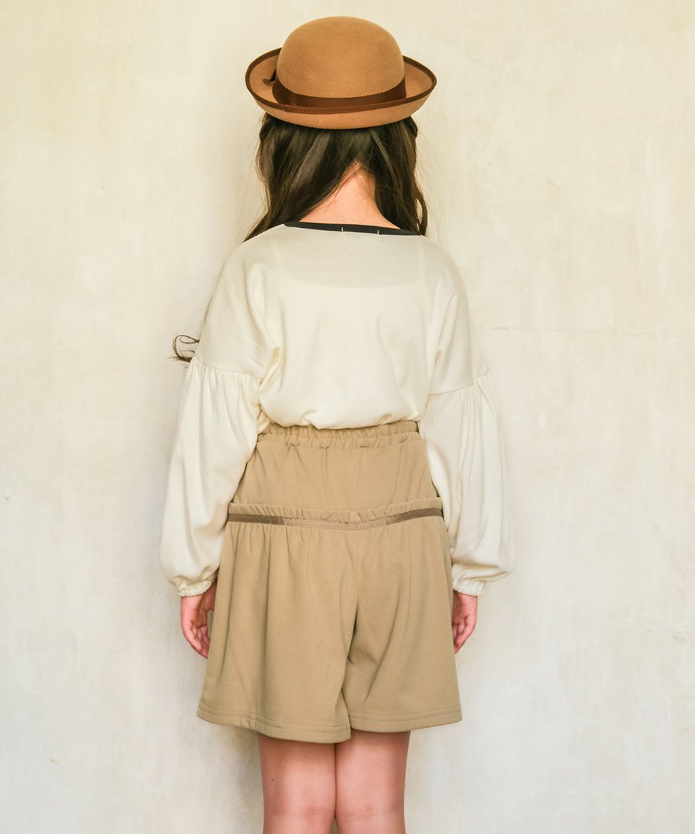 ベビー服 女の子 パウダースムース リボンつきキュロットパンツ ベージュ(51) モデル画像4