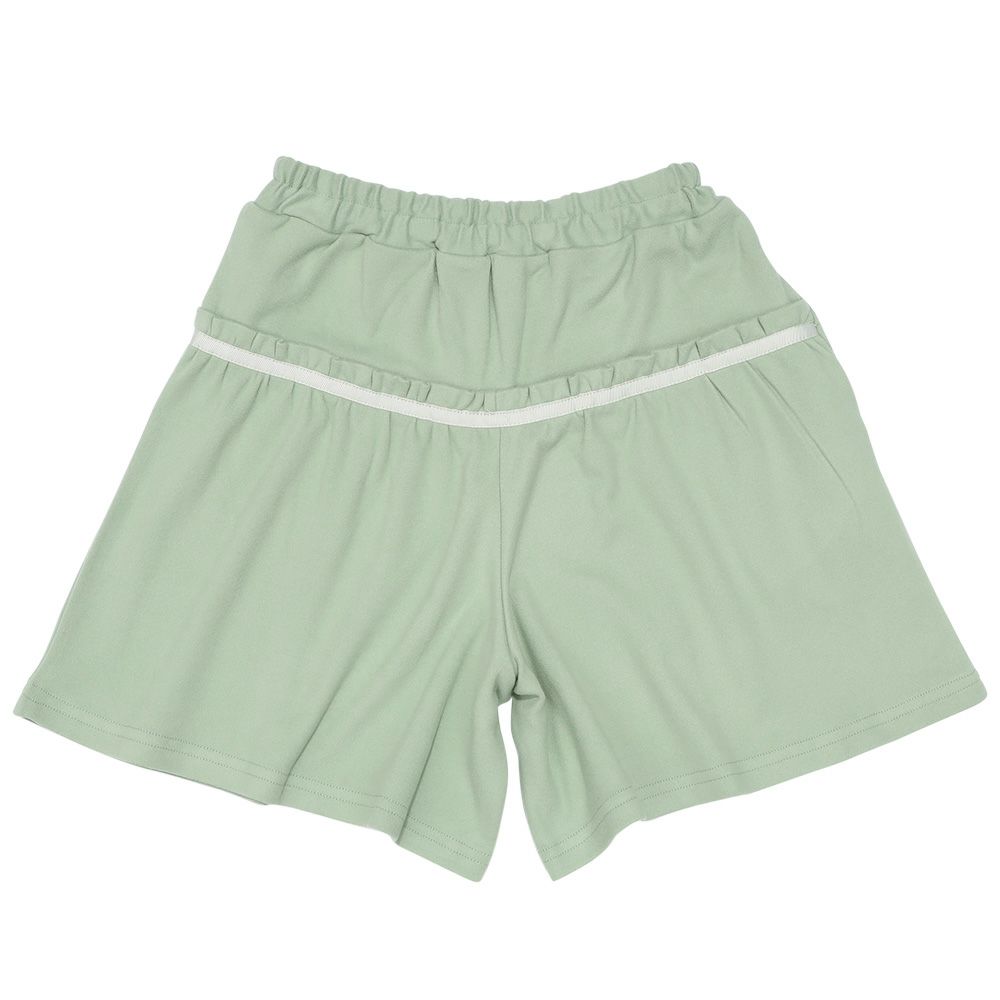 ベビー服 女の子 パウダースムース リボンつきキュロットパンツ エメラルドグリーン(81) 背面