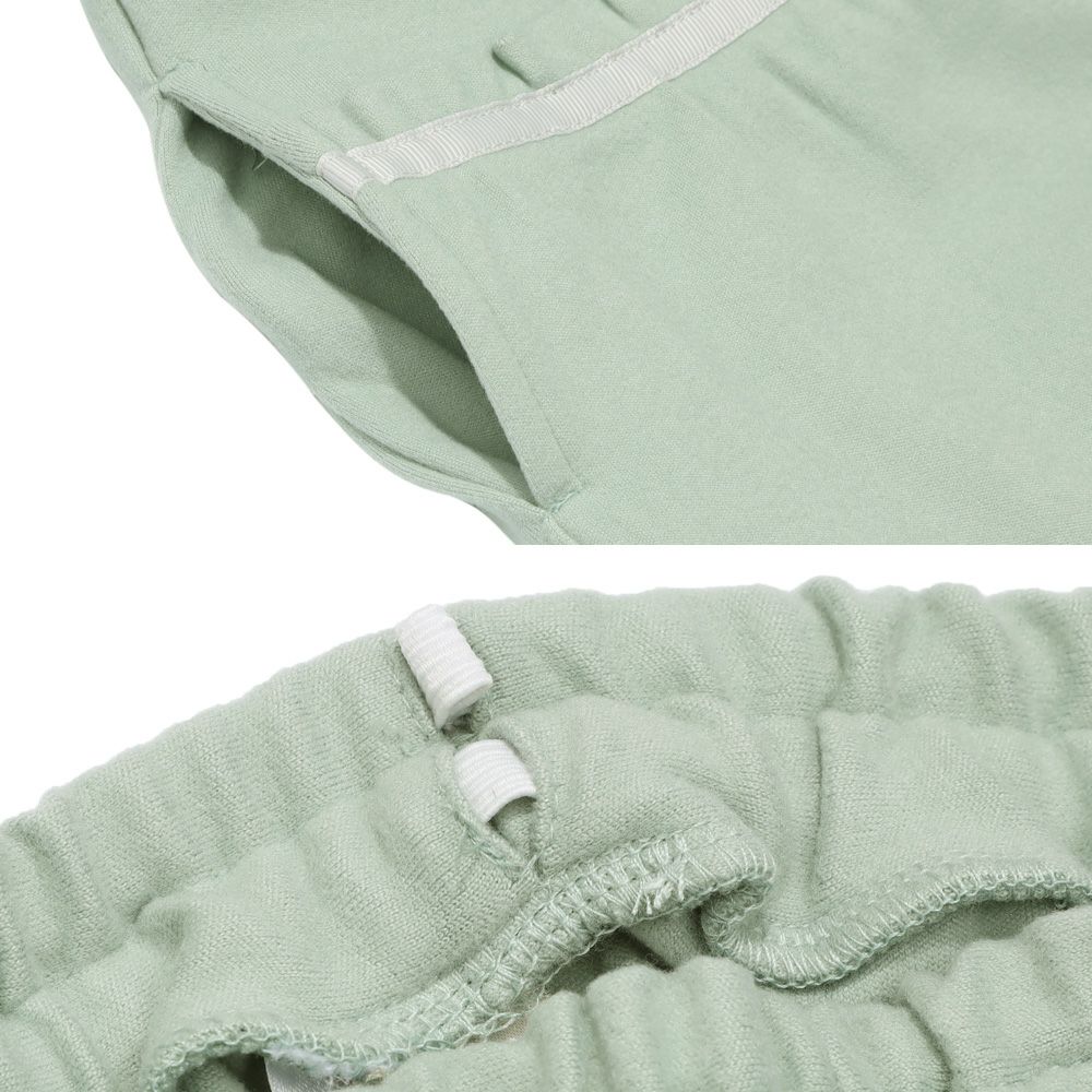 ベビー服 女の子 パウダースムース リボンつきキュロットパンツ エメラルドグリーン(81) デザインポイント2