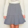 子供服 女の子 千鳥柄 飾りボタン付き フレアースカート