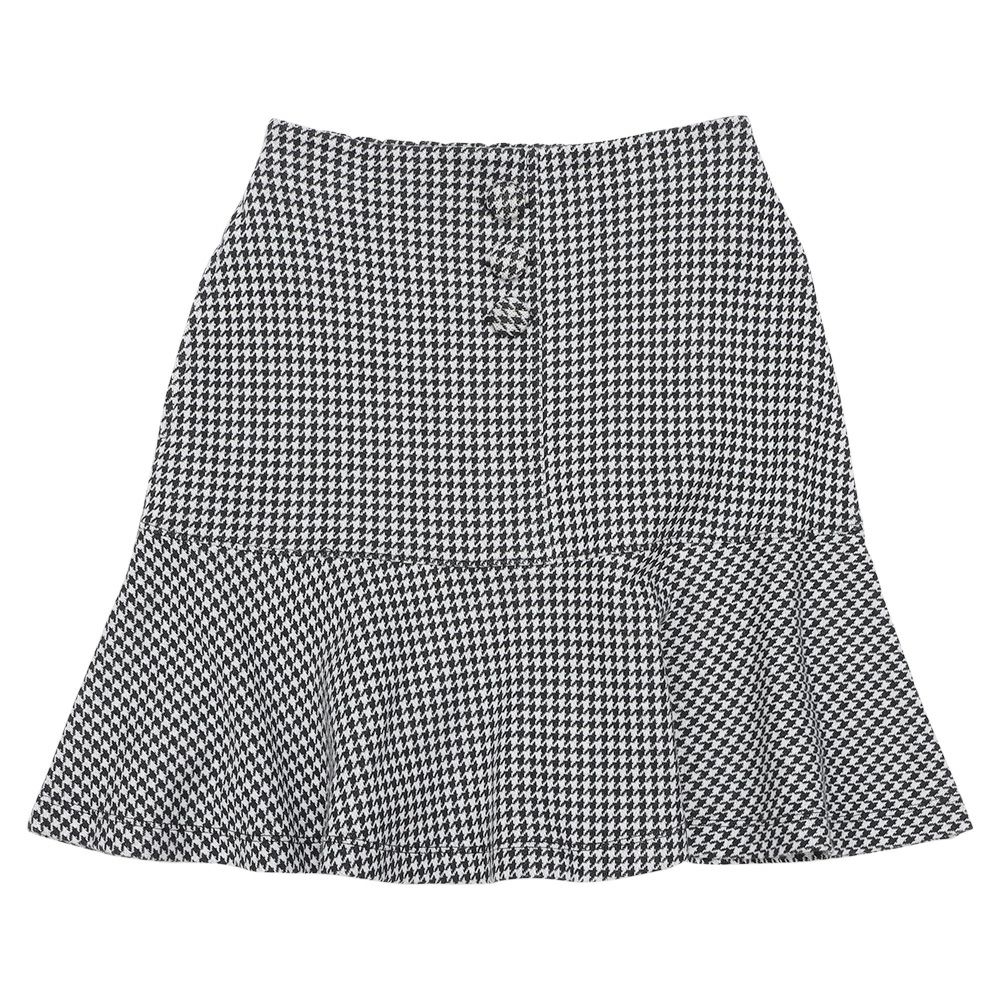 子供服 女の子 千鳥柄 飾りボタン付き フレアースカート ホワイト×ブラック(10) 正面