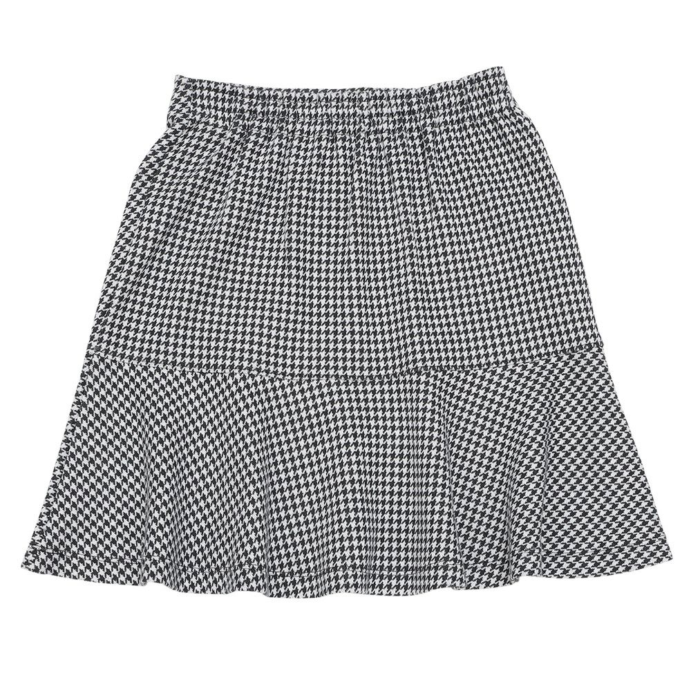 子供服 女の子 千鳥柄 飾りボタン付き フレアースカート ホワイト×ブラック(10) 背面