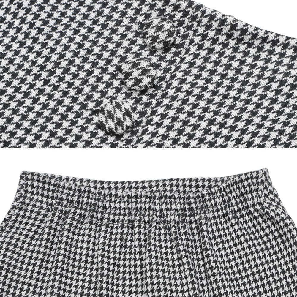 子供服 女の子 千鳥柄 飾りボタン付き フレアースカート ホワイト×ブラック(10) デザインポイント1