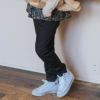 子供服 女の子 ストレッチツイル リボンロゴ刺? ロングパンツ