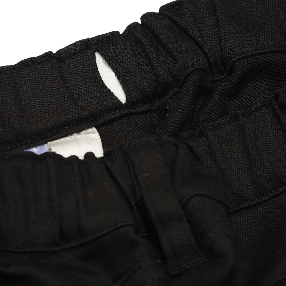 子供服 女の子 ストレッチツイル リボンロゴ刺? ロングパンツ ブラック(00) デザインポイント2