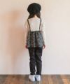 子供服 女の子 ストレッチツイル リボンロゴ刺? ロングパンツ ブラック(00) モデル画像全身